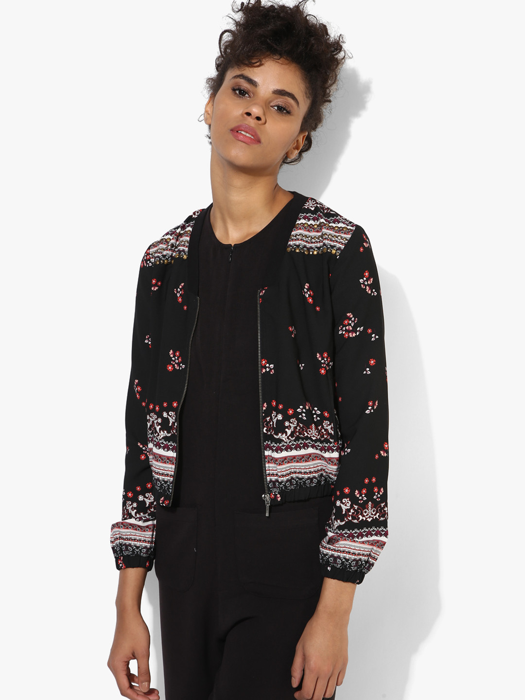 Buy Black Printed Winter Jacket Jackets for Women 7684052 Myntra