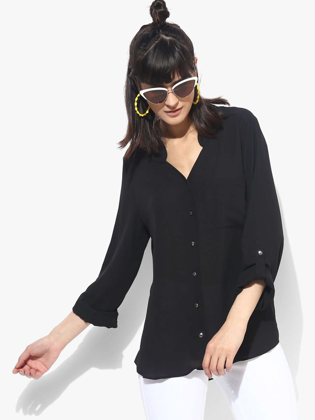 Women Black Solid Shirt