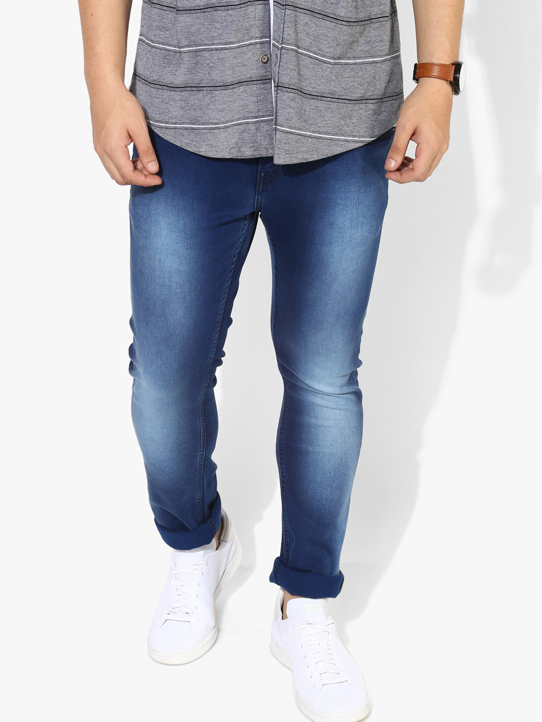 Buy Navy Blue Washed Slim Fit Jeans Jeans for Men 7681375 Myntra
