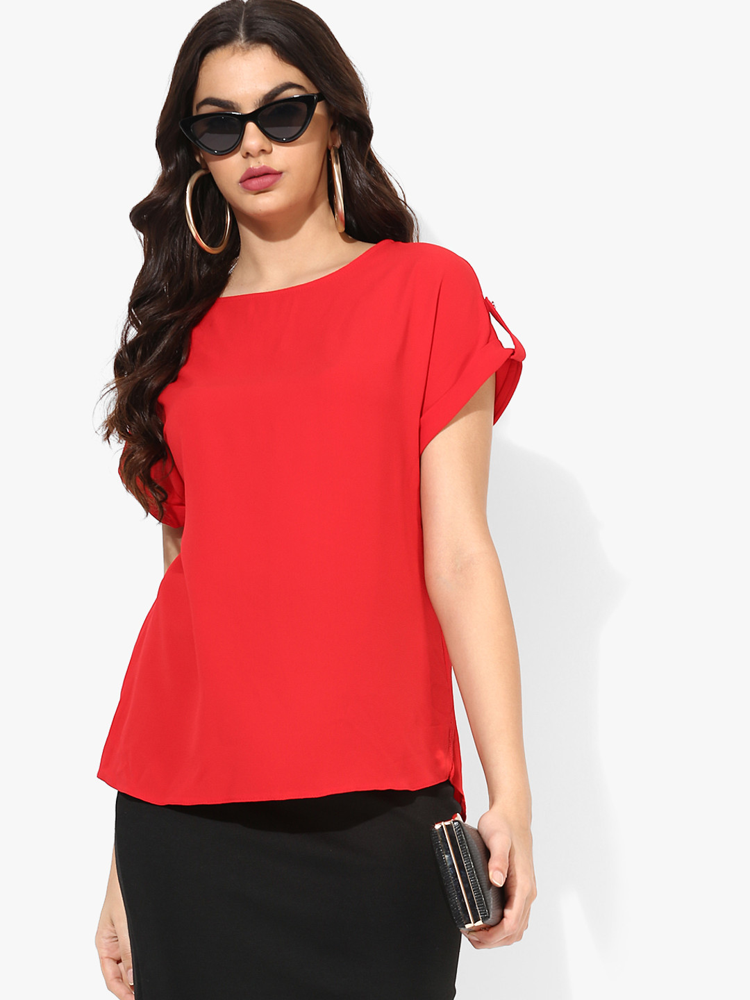 Buy Red Solid Blouse Tops for Women 7685835 Myntra