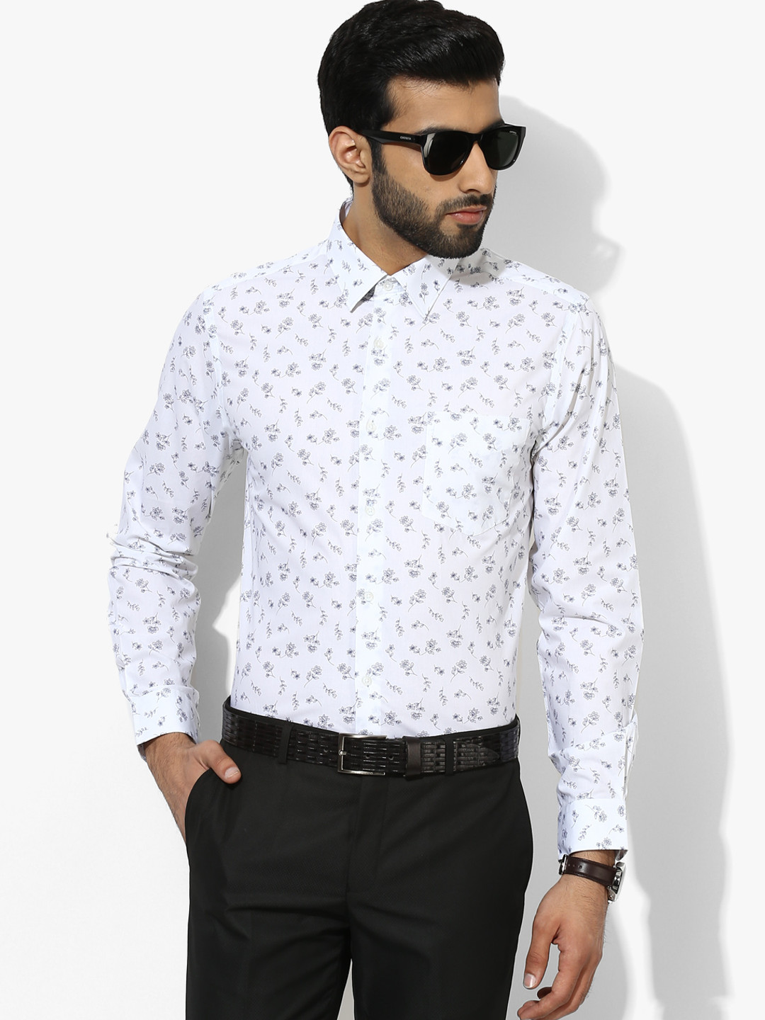 Buy White Printed Slim Fit Formal Shirt Shirts for Men 7685415 Myntra