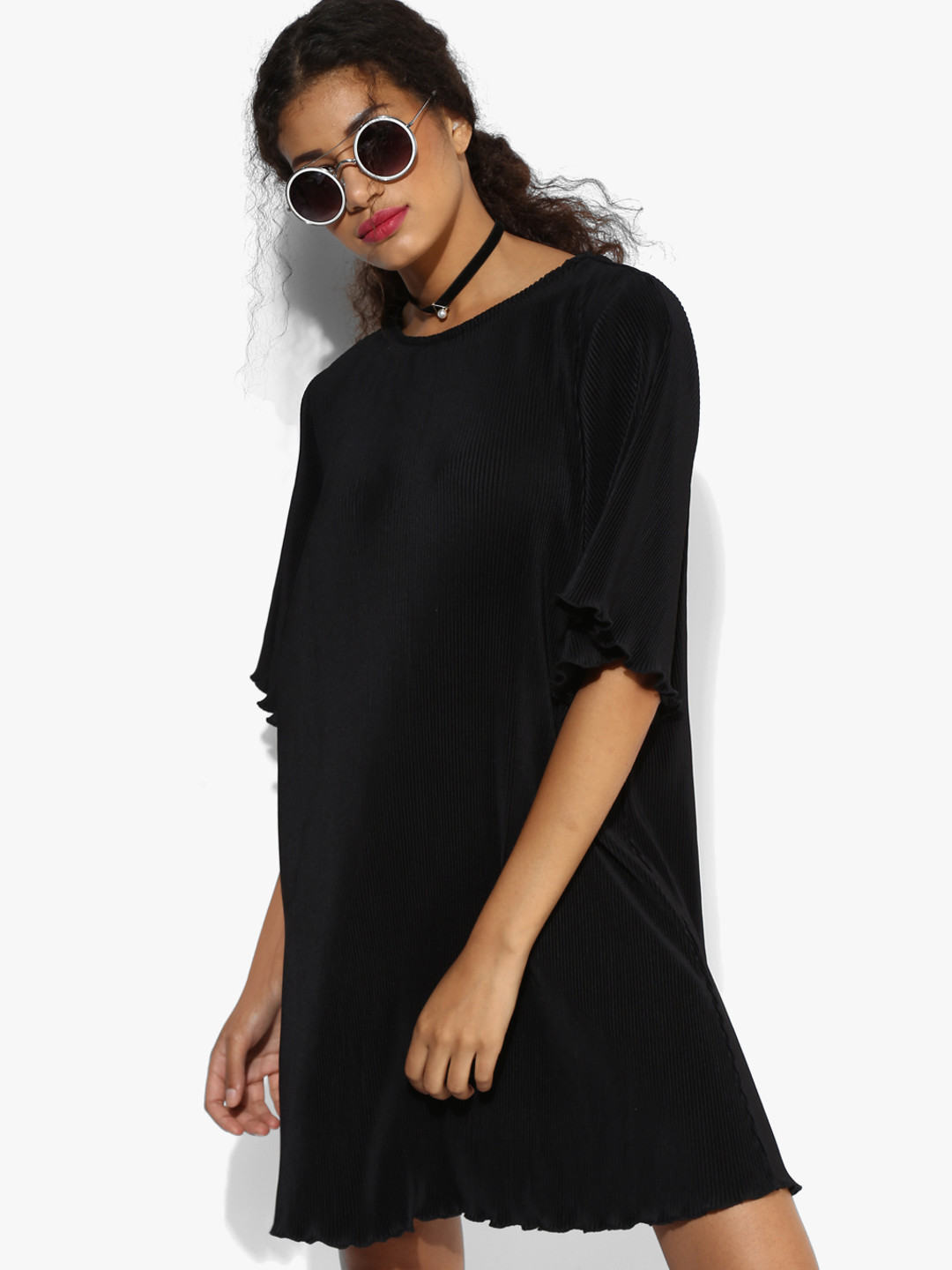 Buy Black Solid Flowy Dress Dresses for Women 7684406 Myntra