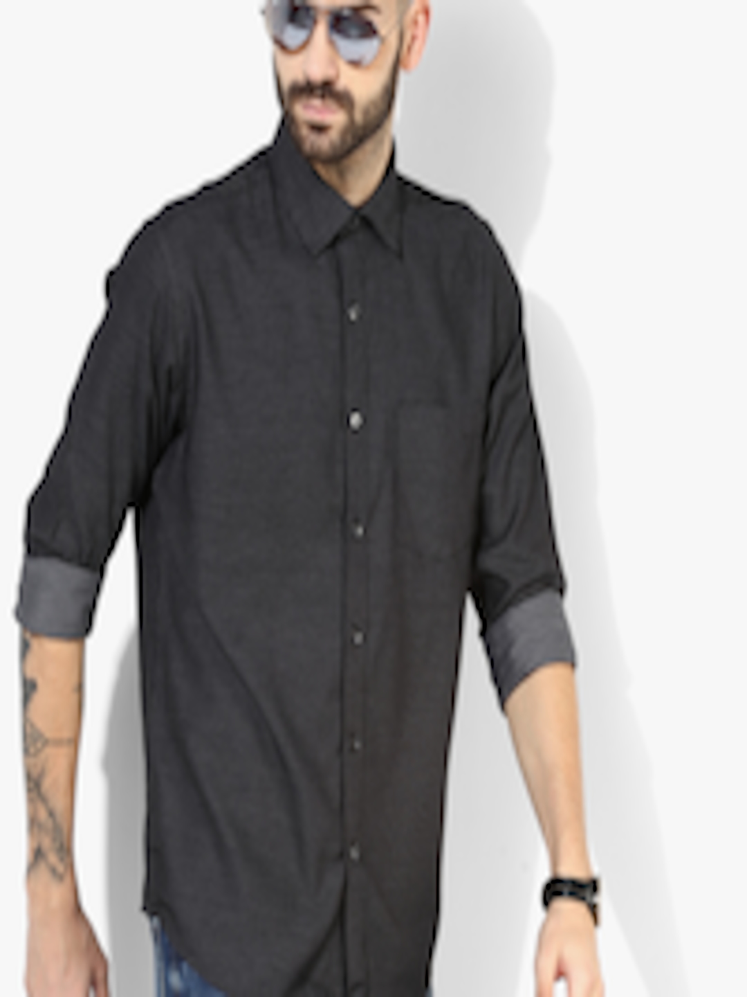 Buy Black Printed Slim Fit Casual Shirt - Shirts for Men 7685705 | Myntra