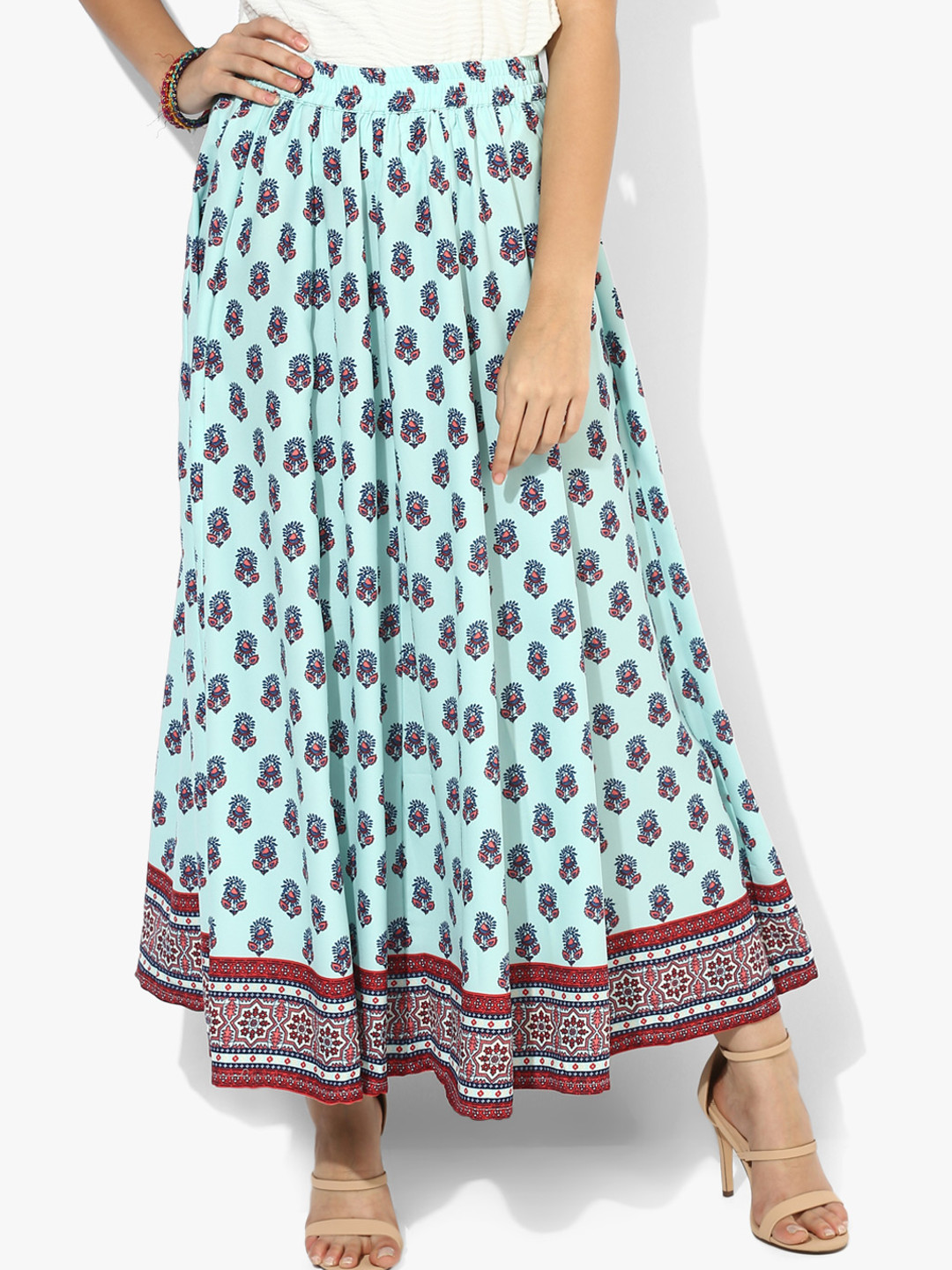Buy Aqua Blue Printed Flared Skirt Skirts for Women 7682930 Myntra