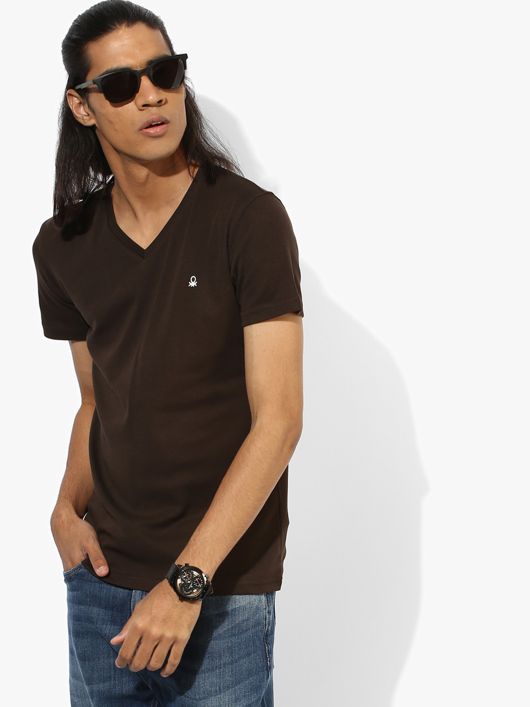 Buy Brown Solid Regular Fit V Neck T Shirt - Tshirts for Men 7681148 ...