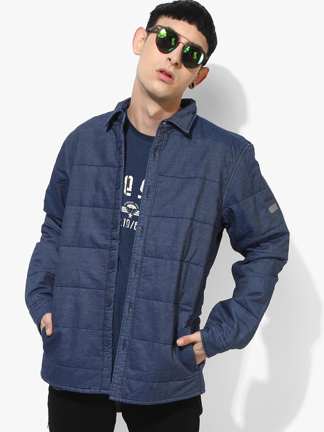 Buy Navy Blue Solid Slim Fit Casual Jacket Jackets for Men 7681650