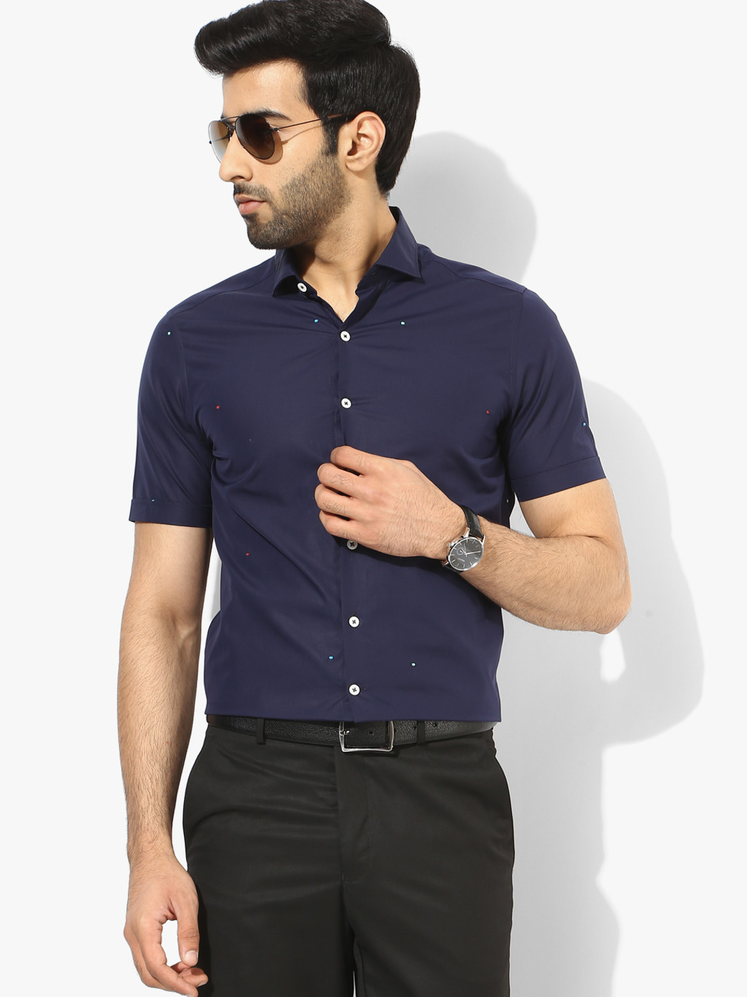 Buy Blue Solid Slim Fit Formal Shirt Shirts for Men 7685630 Myntra