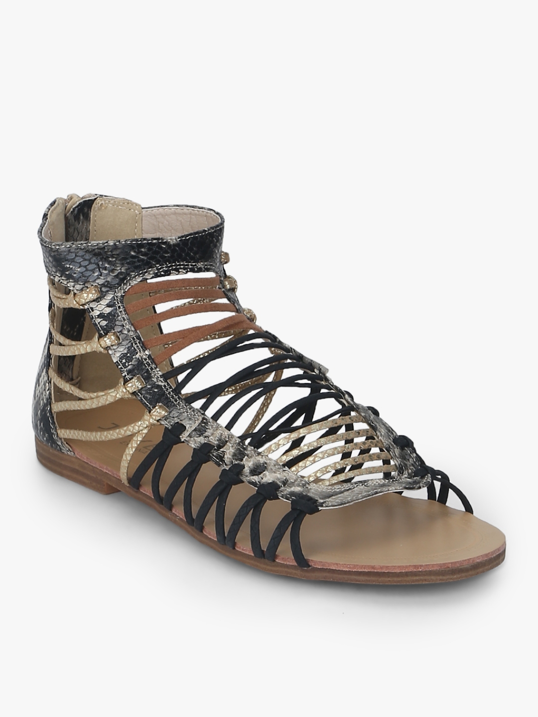 Buy Grey Gladiators Sandals - Flats for Women 7683548 | Myntra