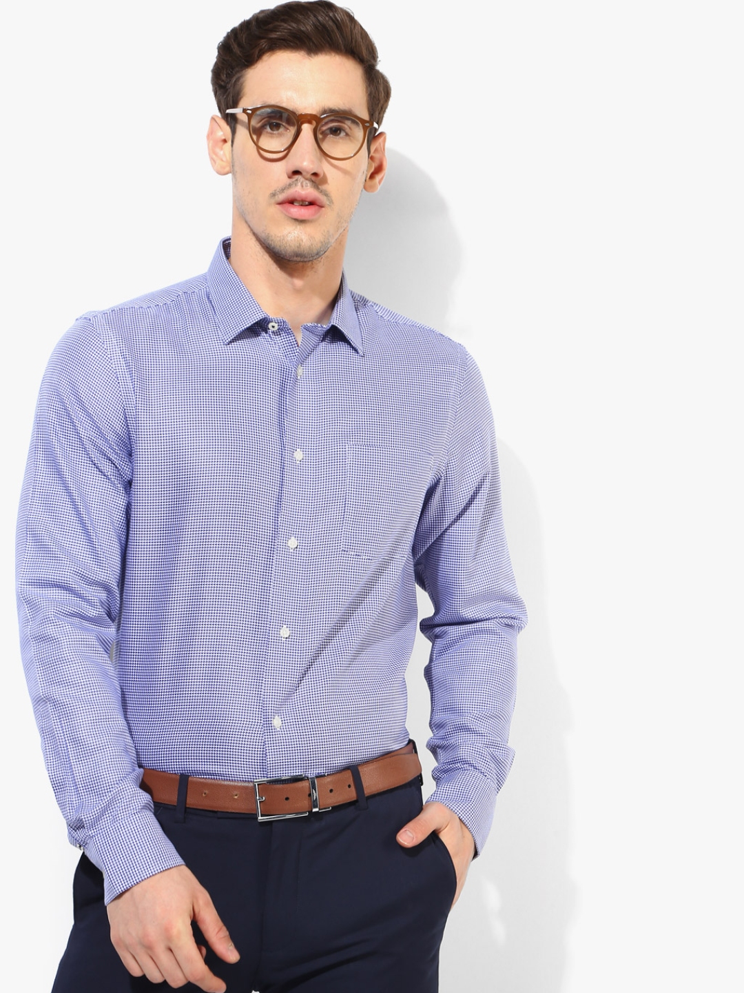 men blue formal shirt