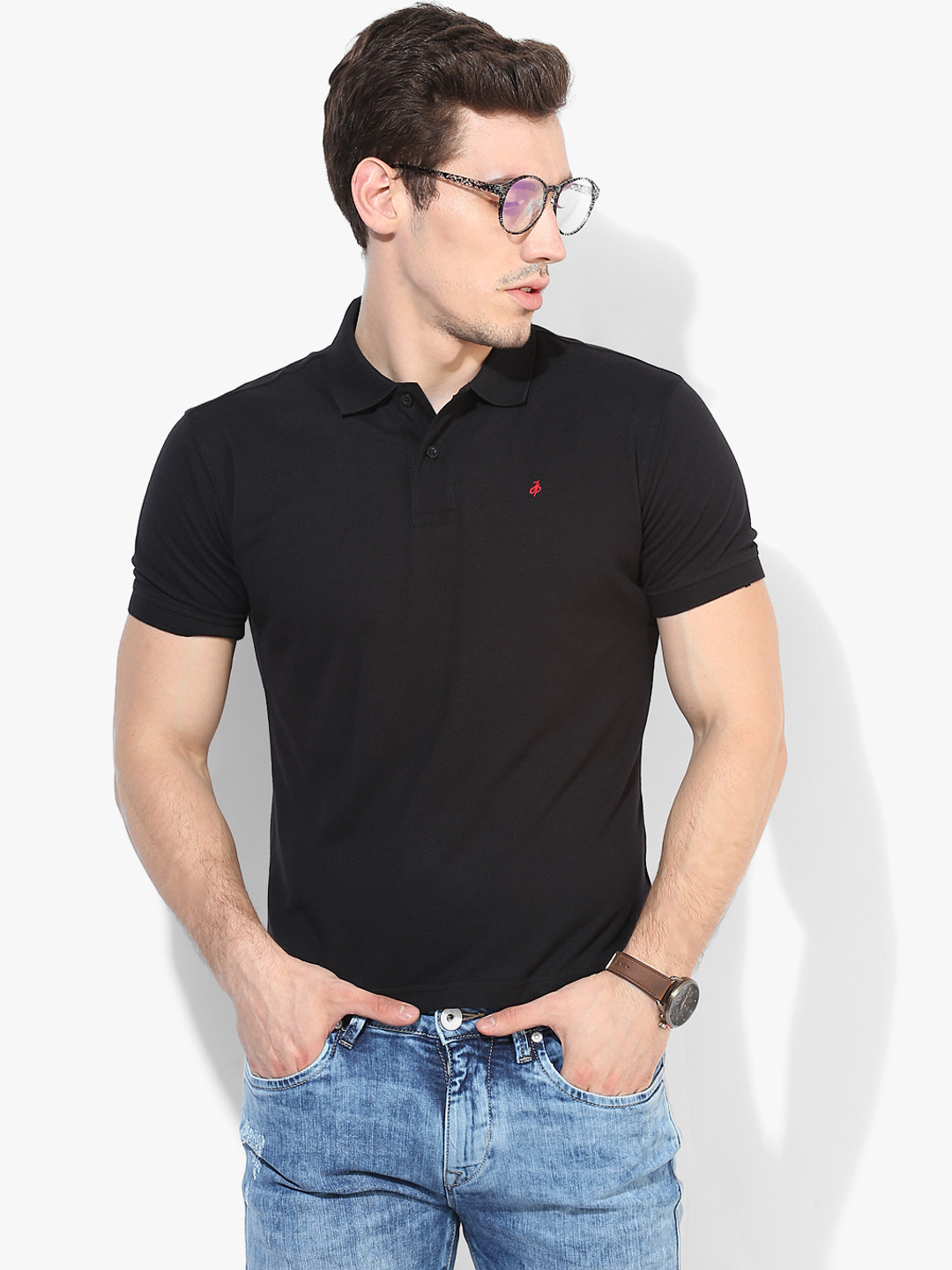 Buy Black Solid Slim Fit Polo T Shirt Tshirts for Men 7682545 Myntra