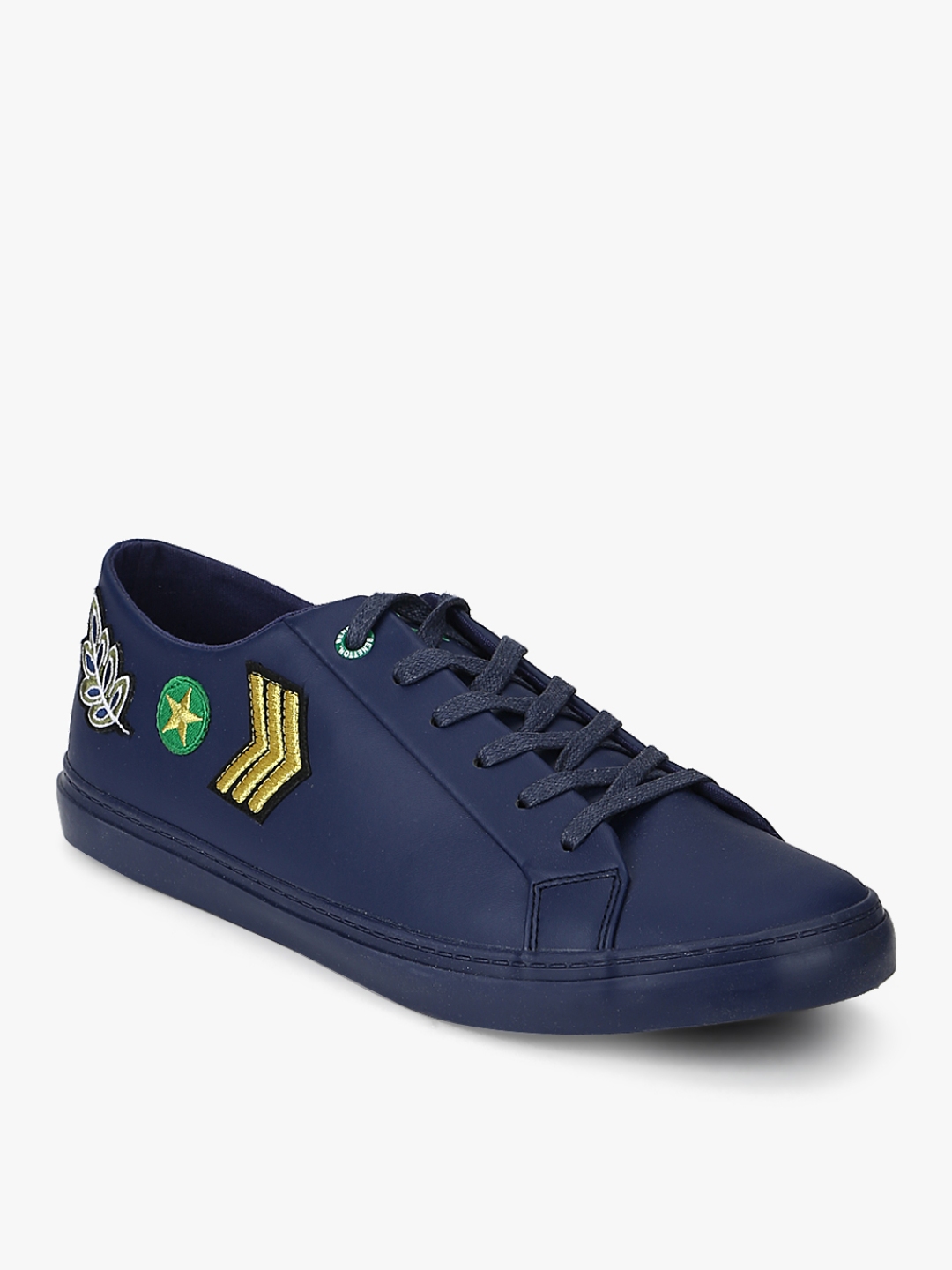 red and navy blue sneakers