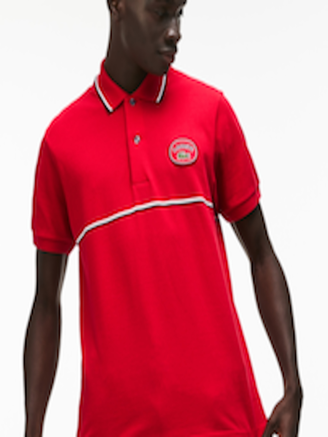 Buy Lacoste Men Red Slim Fit Striped Accents Petit Pique Polo - Tshirts