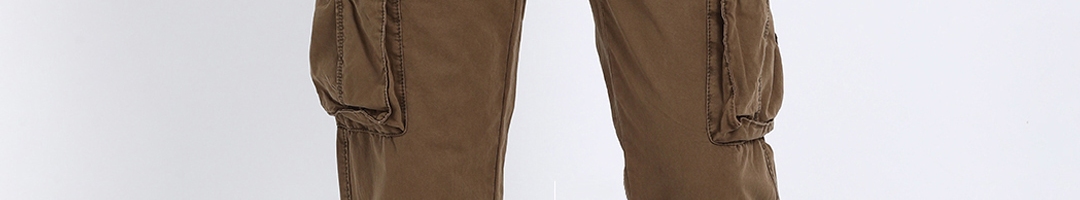 Buy T Base Men Brown Regular Fit Solid Cargos - Trousers for Men ...