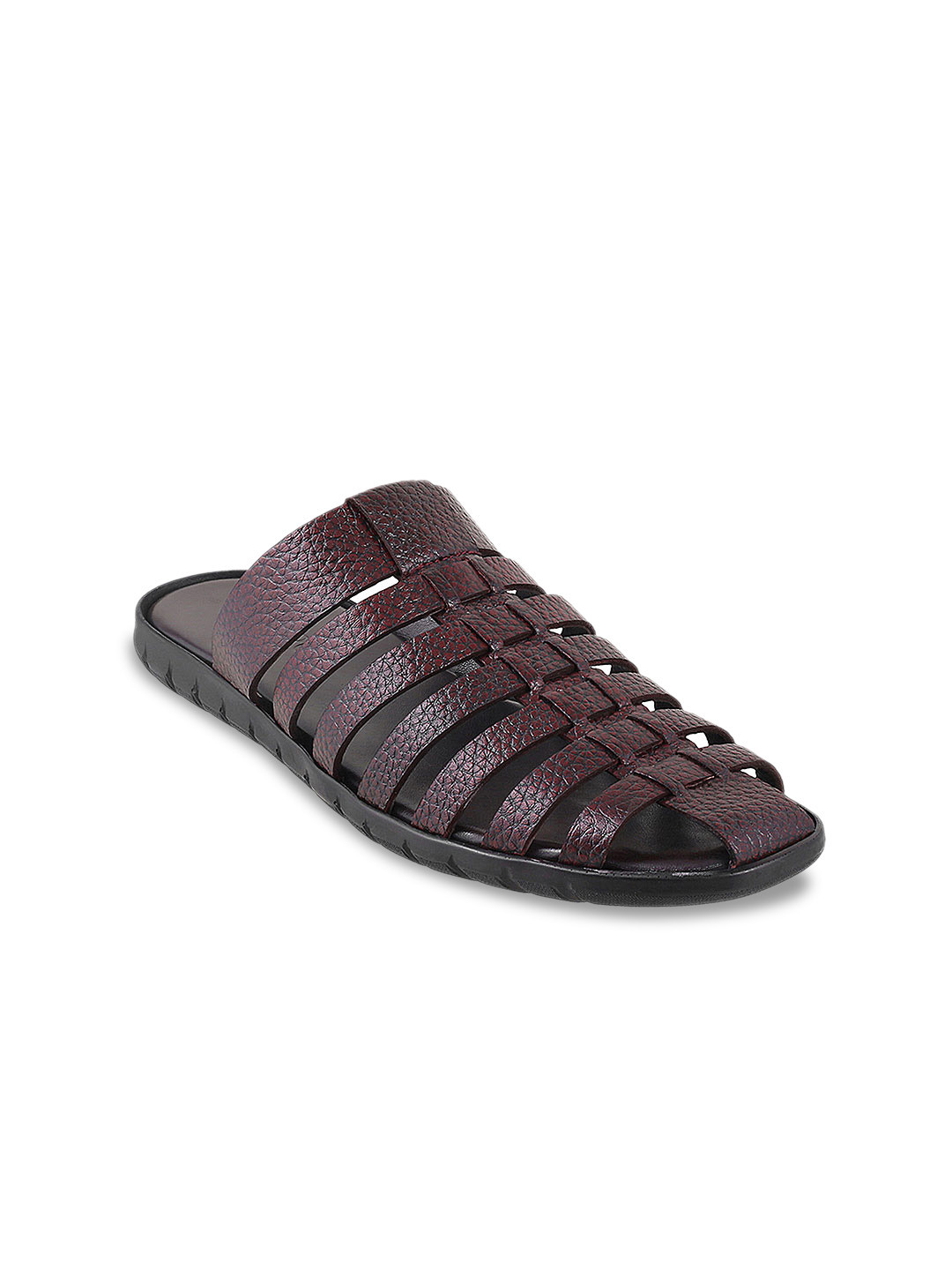 Buy Metro Men Maroon Leather Fisherman Sandals - Sandals for Men 7725786 | Myntra