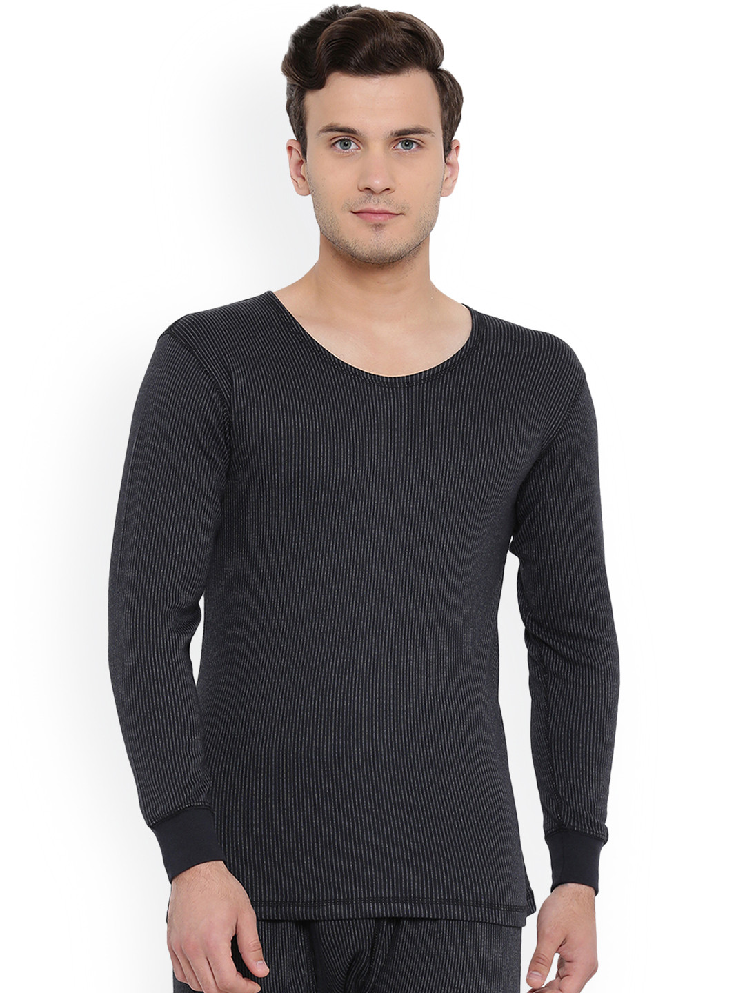Buy Monte Carlo Men Black Striped Thermal Tops Thermal Tops for Men