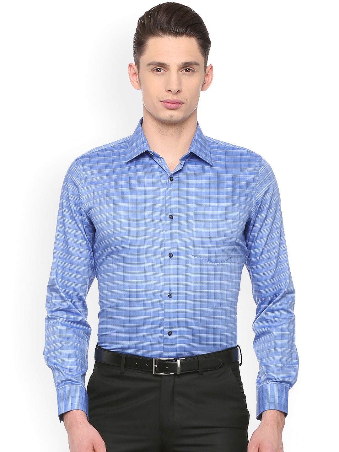 Buy Van Heusen Men Blue Slim Fit Checked Formal Shirt Shirts for Men