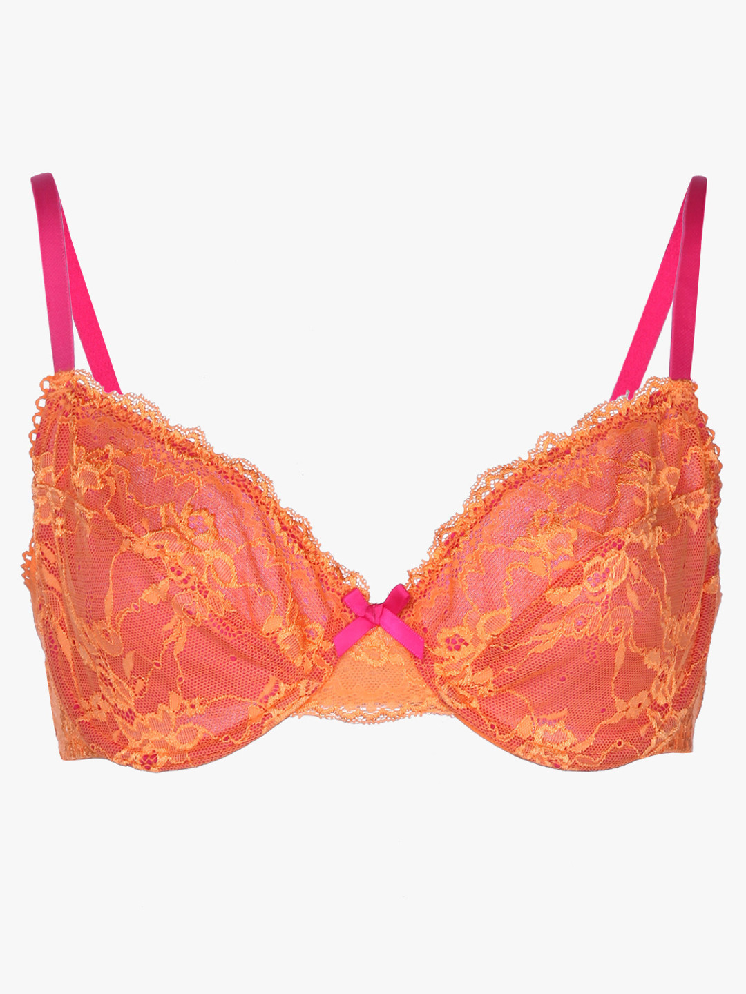 Buy Orange Self Design Under Wired Non Padded Bra Bra for Women