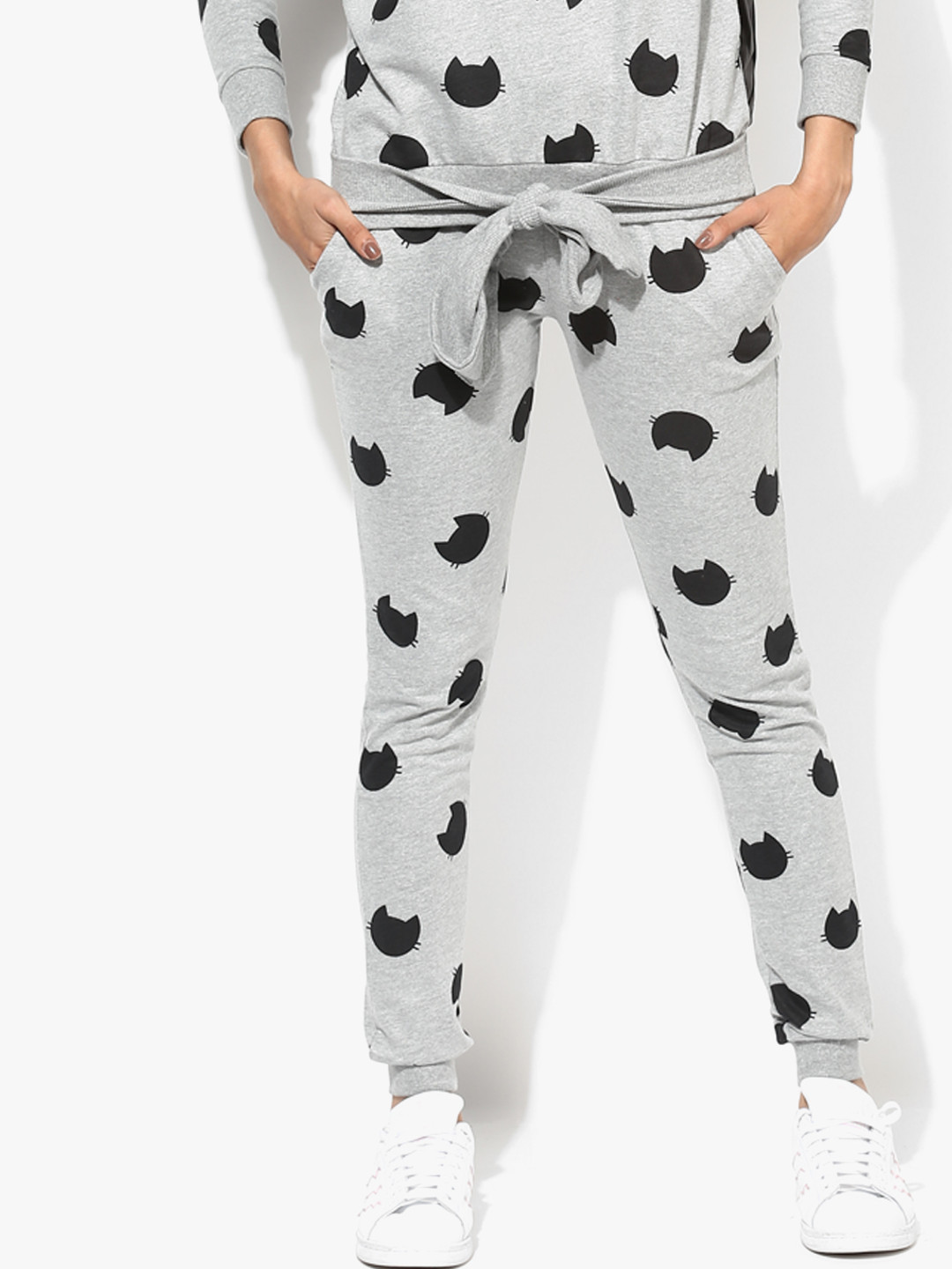 Buy Grey Melange Printed Trackpants Track Pants for Women 7901359 Myntra