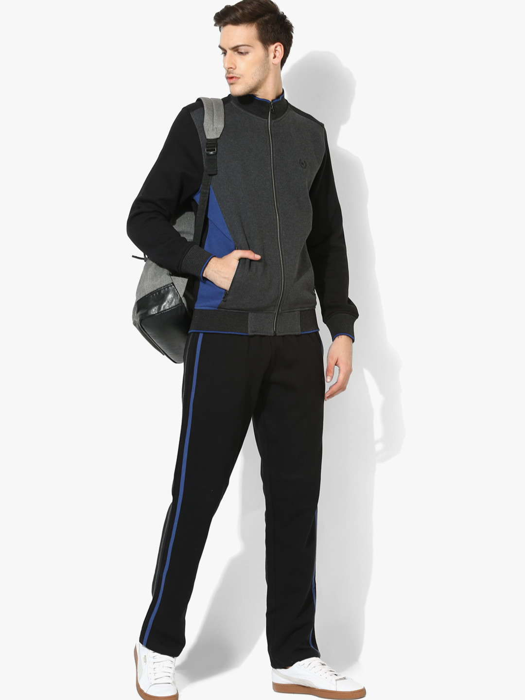 Buy Charcoal Grey Self Design Tracksuit Tracksuits for Men 7901045