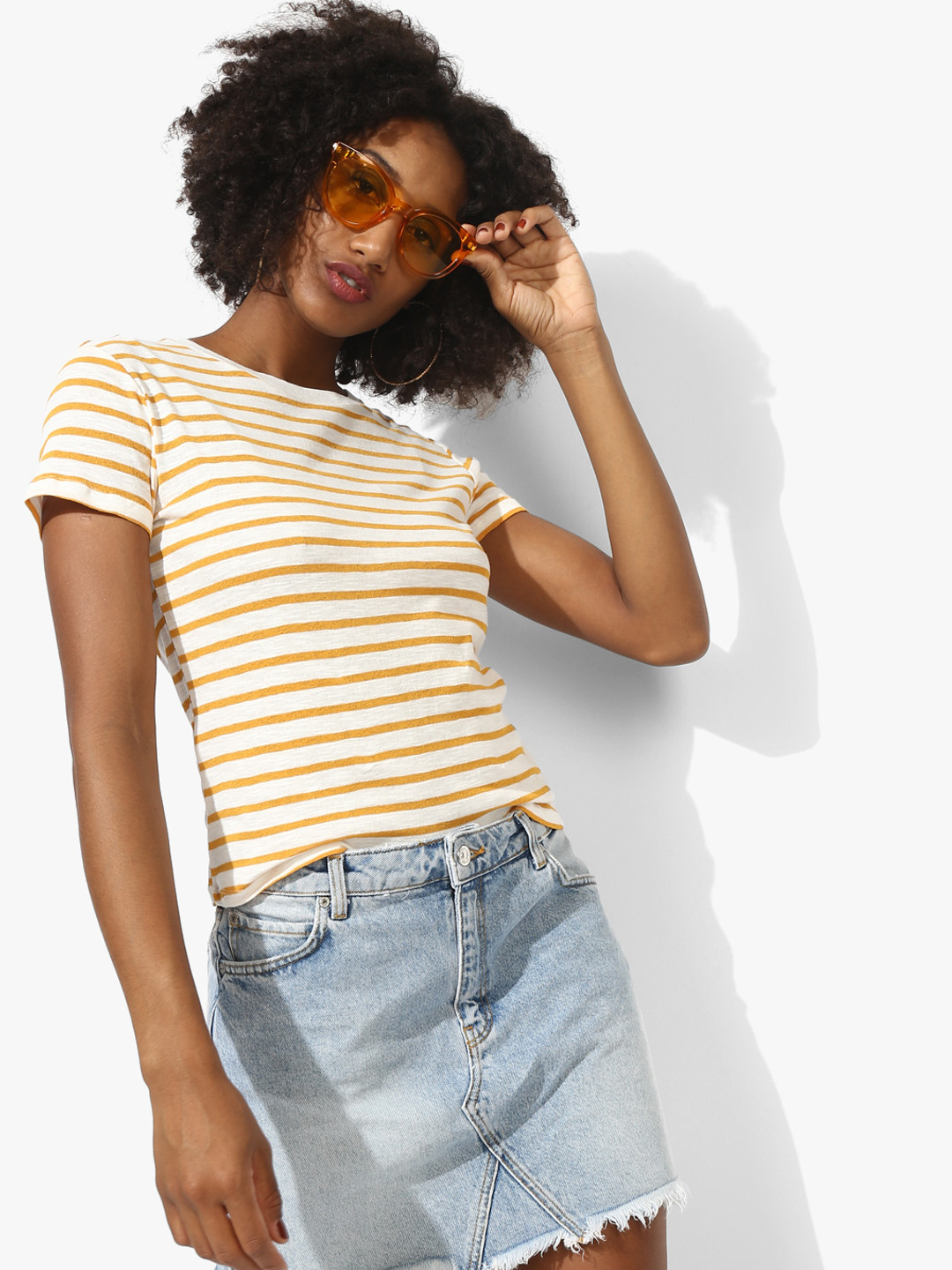 yellow striped t shirt women