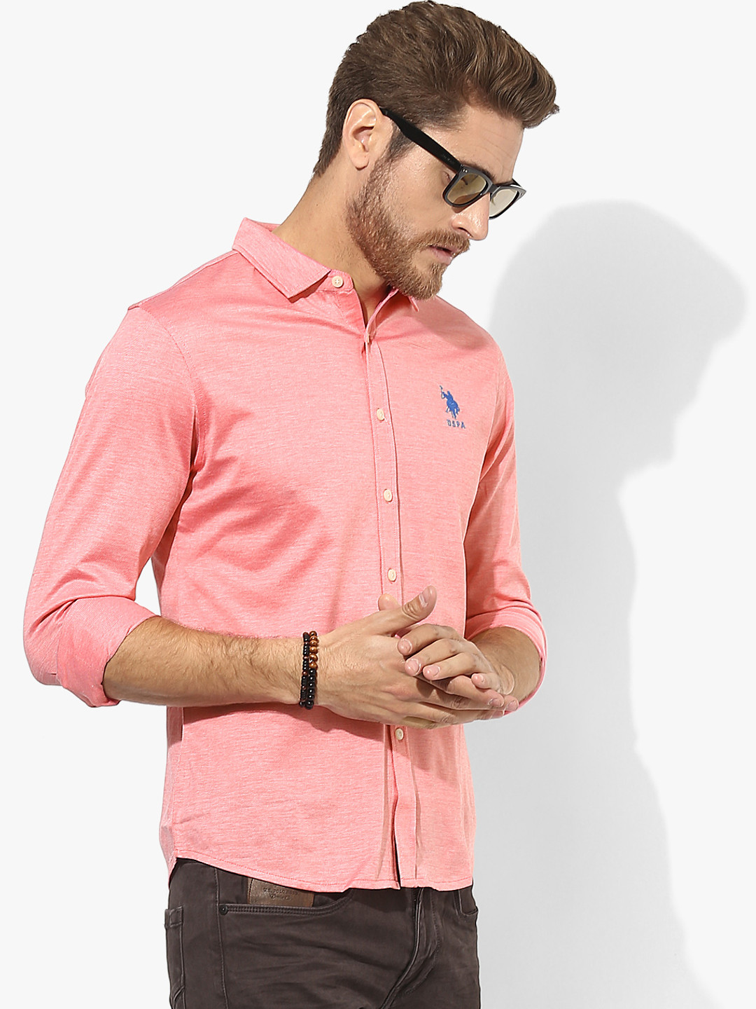 Buy Peach Textured Regular Fit Casual Shirt Shirts for Men 7901249