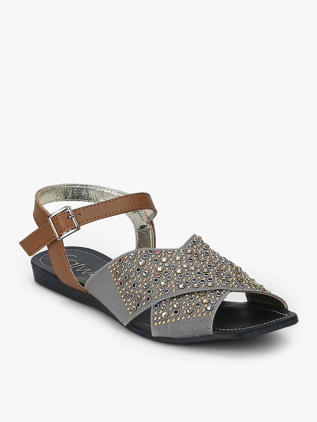 Buy Grey Ankle Strap Sandals Flats for Women 7897499 Myntra