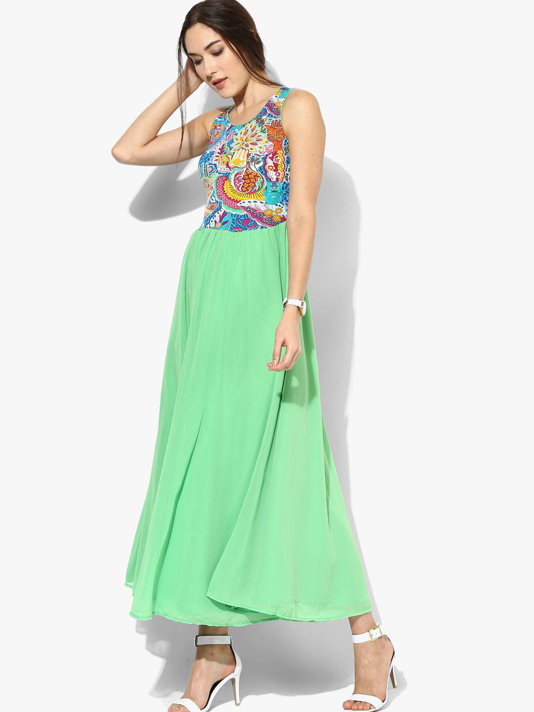 Buy Biba Women Green Printed Maxi Dress Dresses for Women 7900225 Myntra