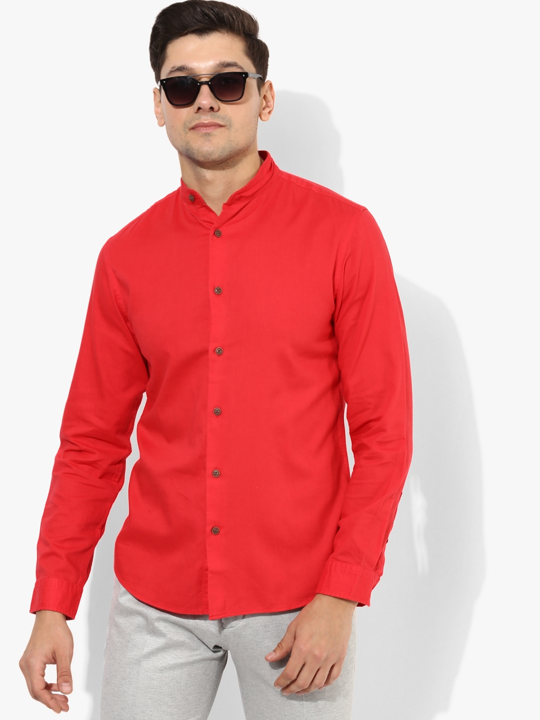 Buy Red Solid Slim Fit Casual Shirt Shirts For Men Myntra