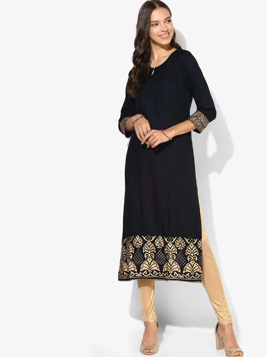 Buy Black Printed Pure Cotton Kurti Kurtis for Women 7951805 Myntra