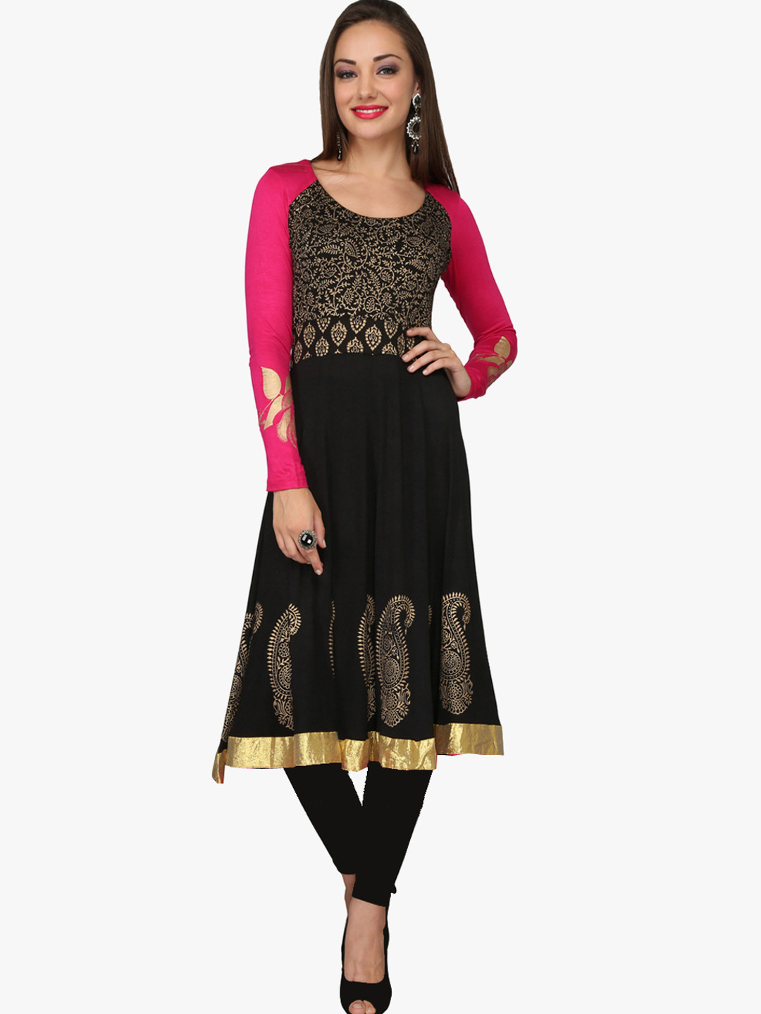 Women Black Printed Kurta Top main image 1