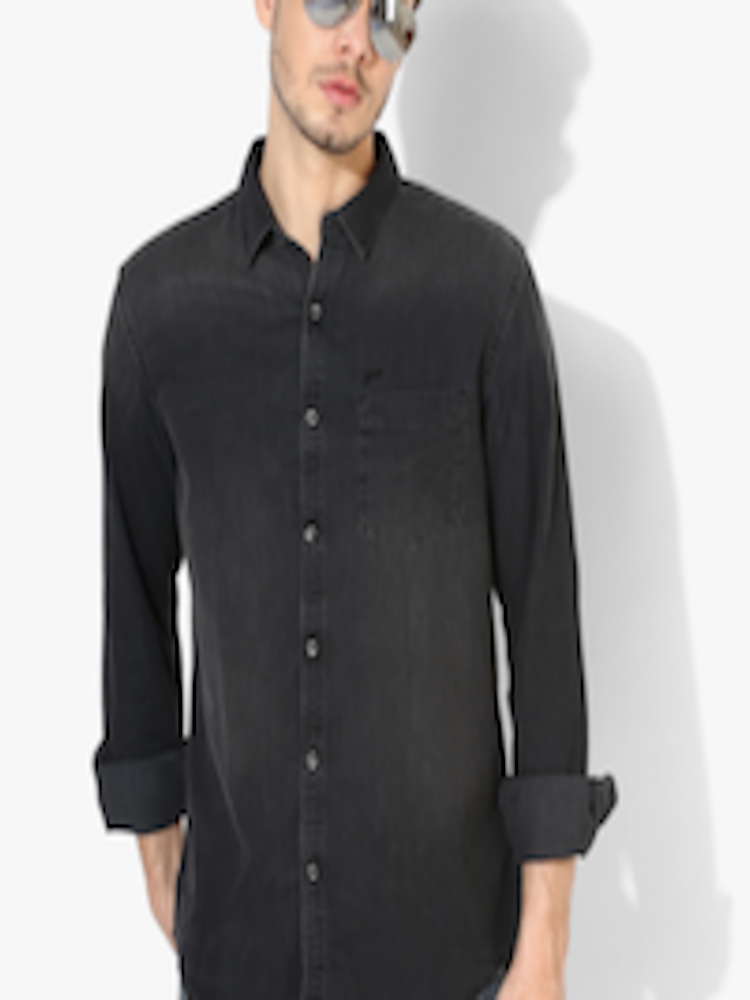 Buy Charcoal Solid Slim Fit Casual Shirt - Shirts for Men 7929665 | Myntra