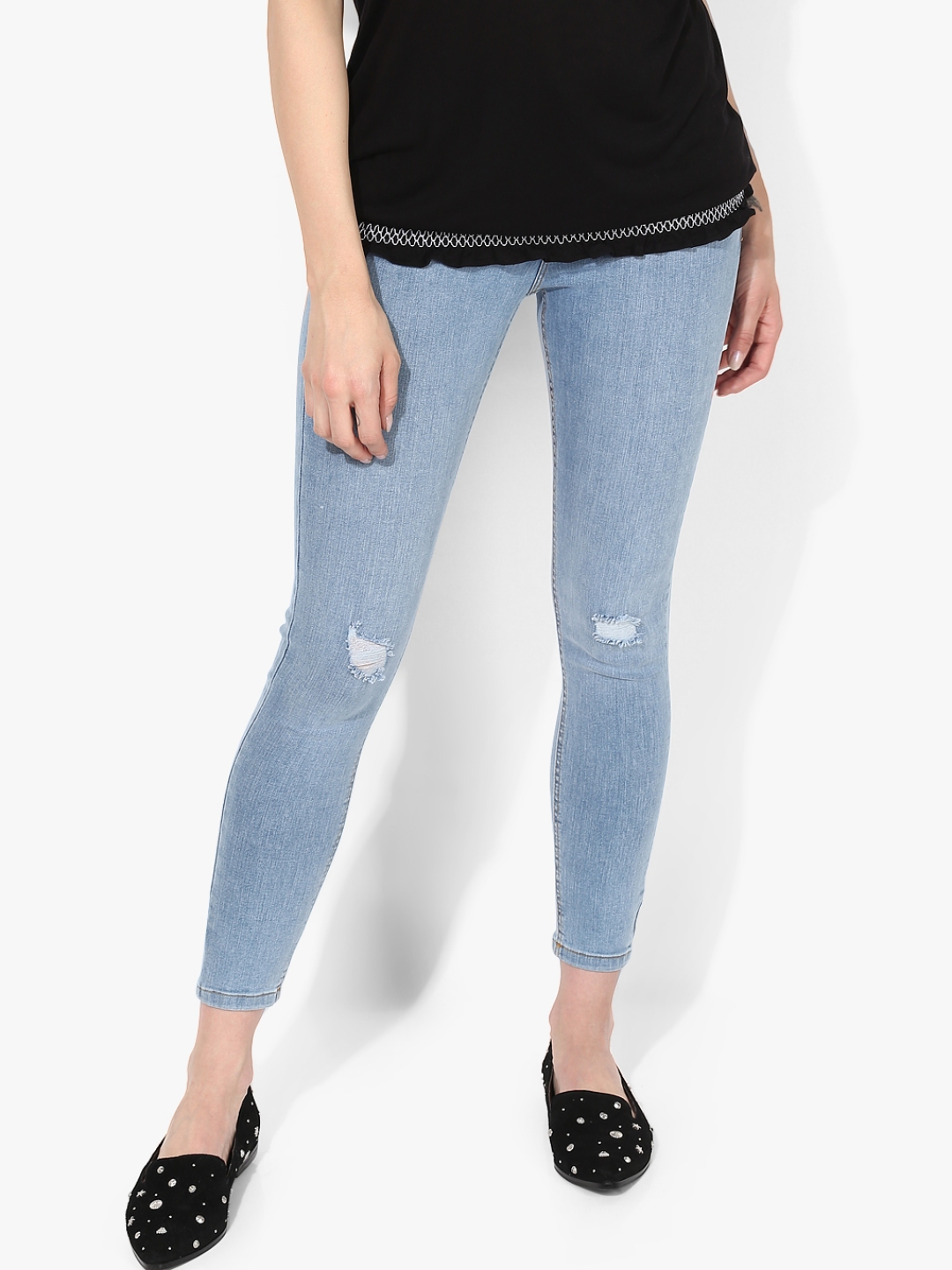Buy Blue Solid Mid Rise Skinny Fit Jeans - Jeans for Women 7926007 | Myntra