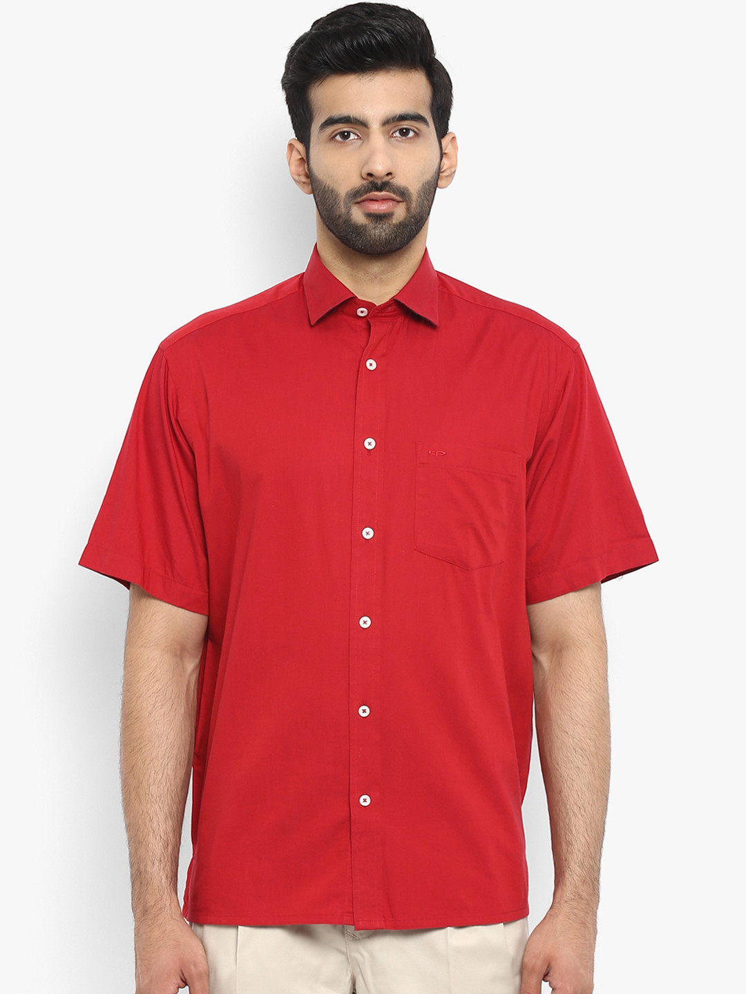 Buy ColorPlus Men Red Regular Fit Solid Casual Shirt Shirts for Men