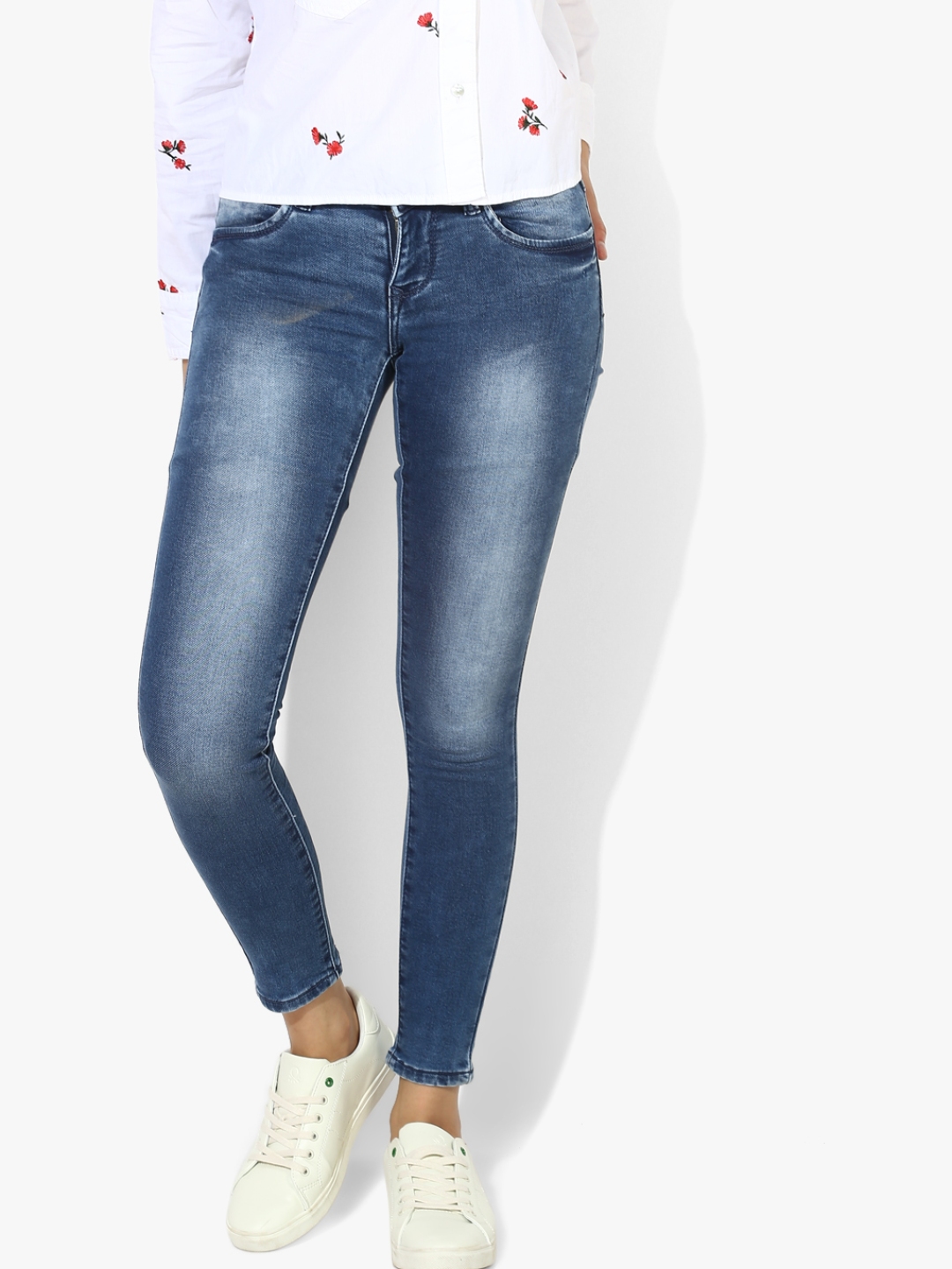 blue mid rise jeans