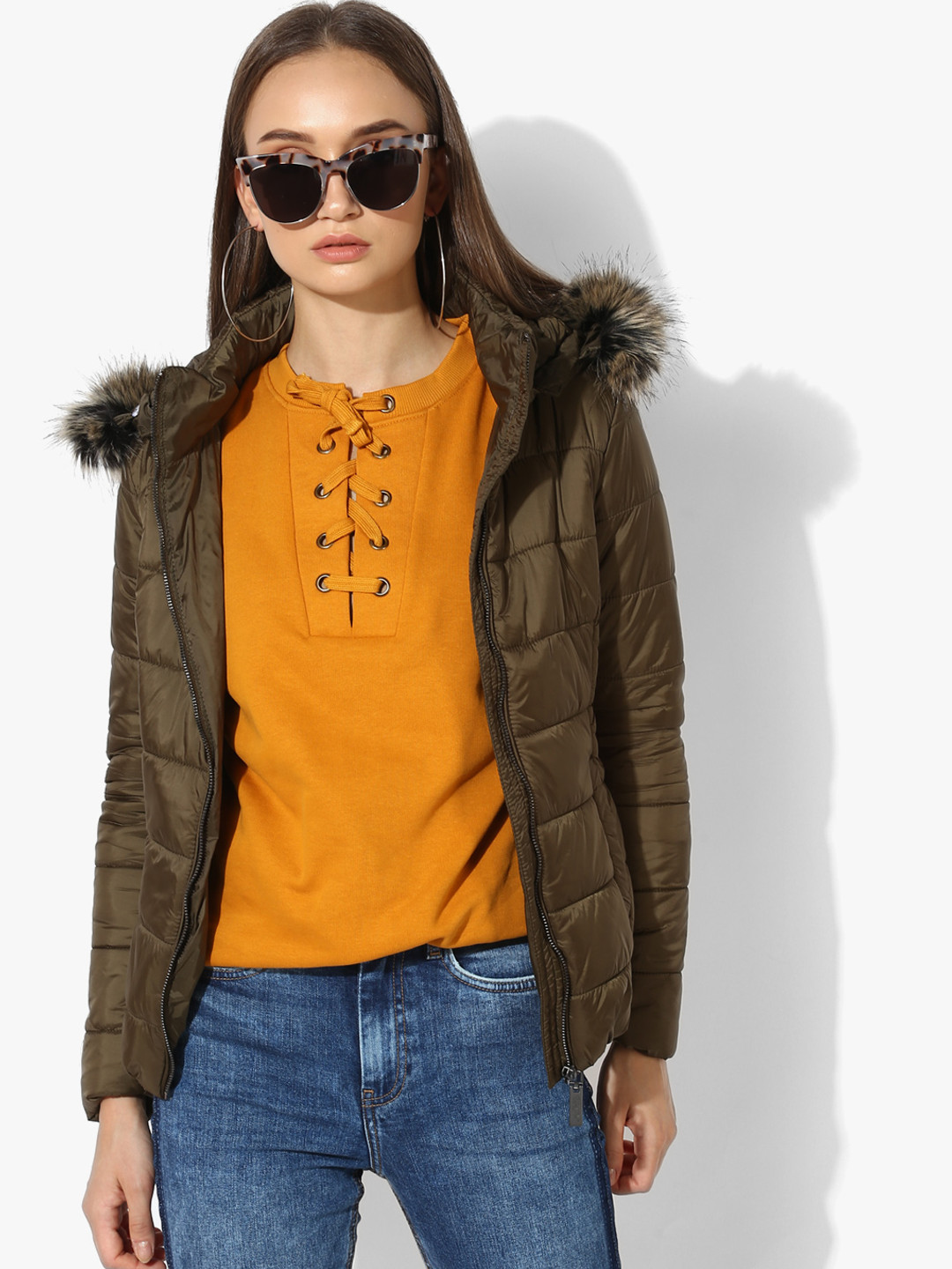 Buy Olive Solid Winter Jacket Jackets for Women 7926019 Myntra