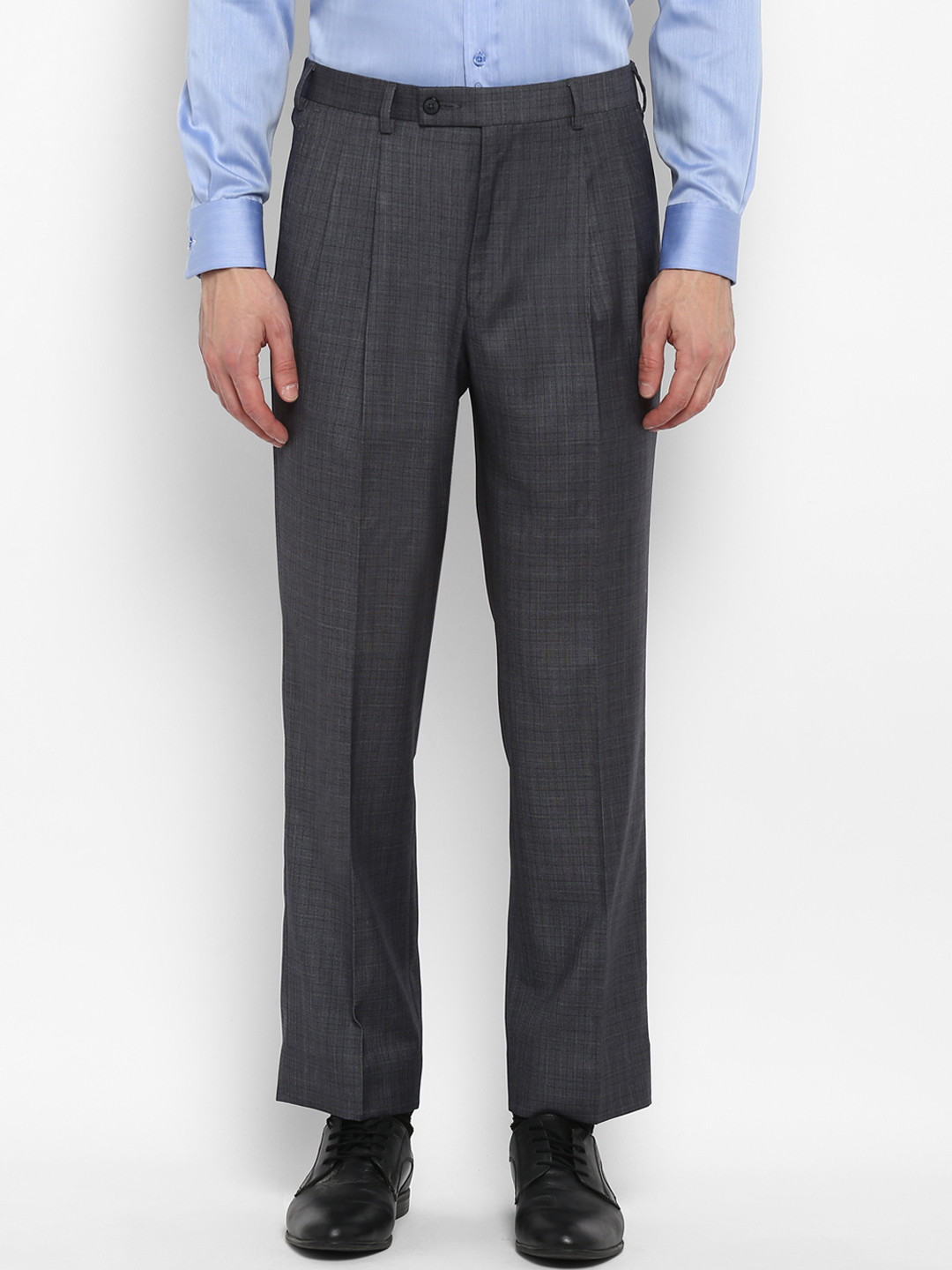 Buy Park Avenue Men Grey Regular Fit Solid Formal Trousers Trousers