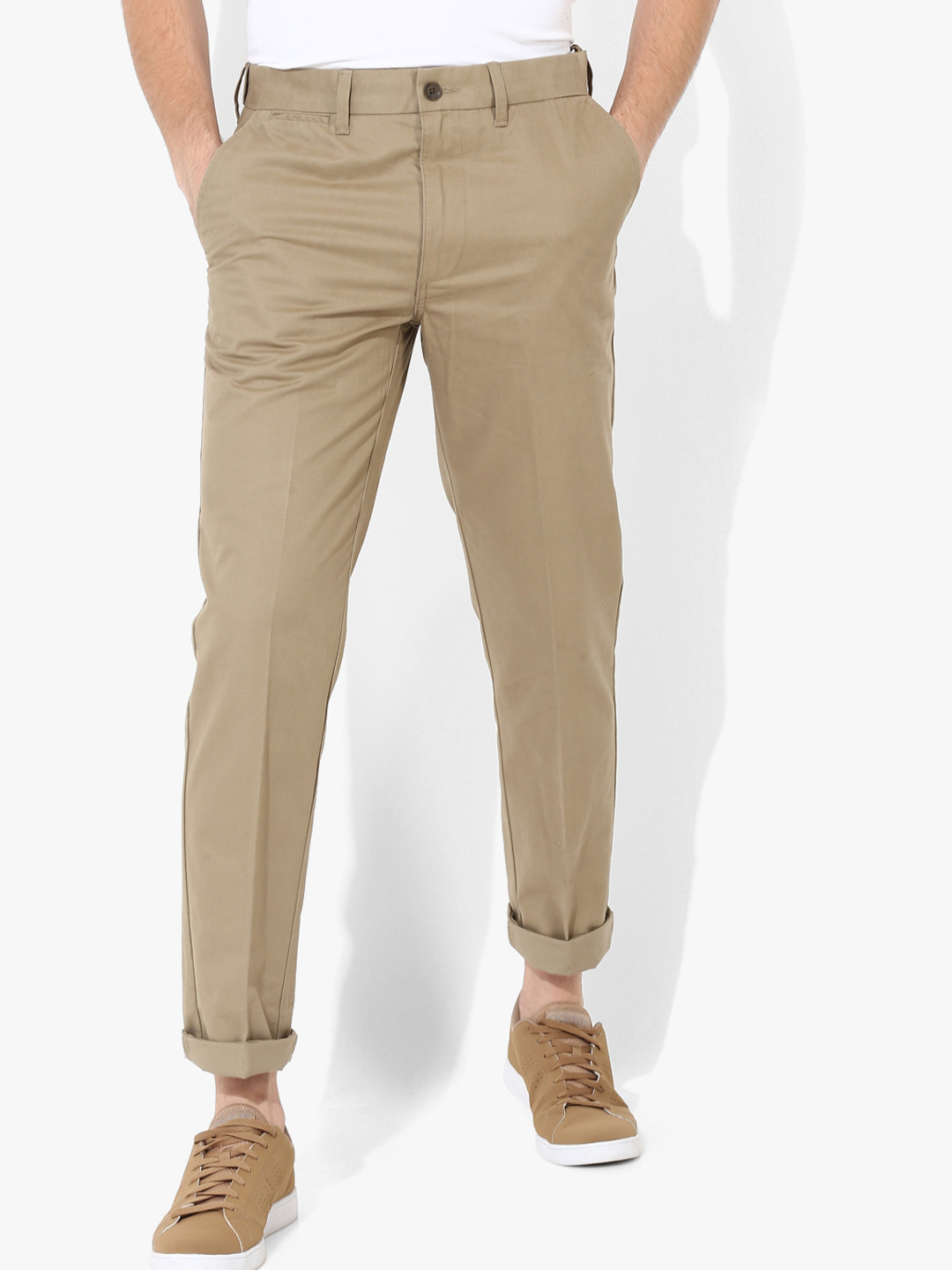 Buy Brown Solid Slim Fit Chinos - Trousers for Men 7934209 | Myntra