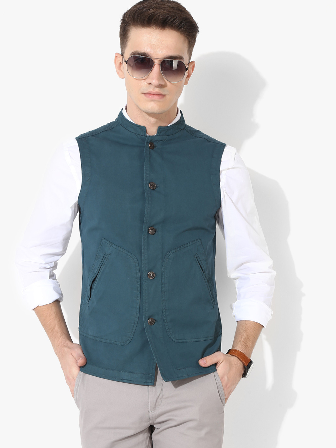 Buy Teal Solid Waistcoat Waistcoat for Men 7934345 Myntra