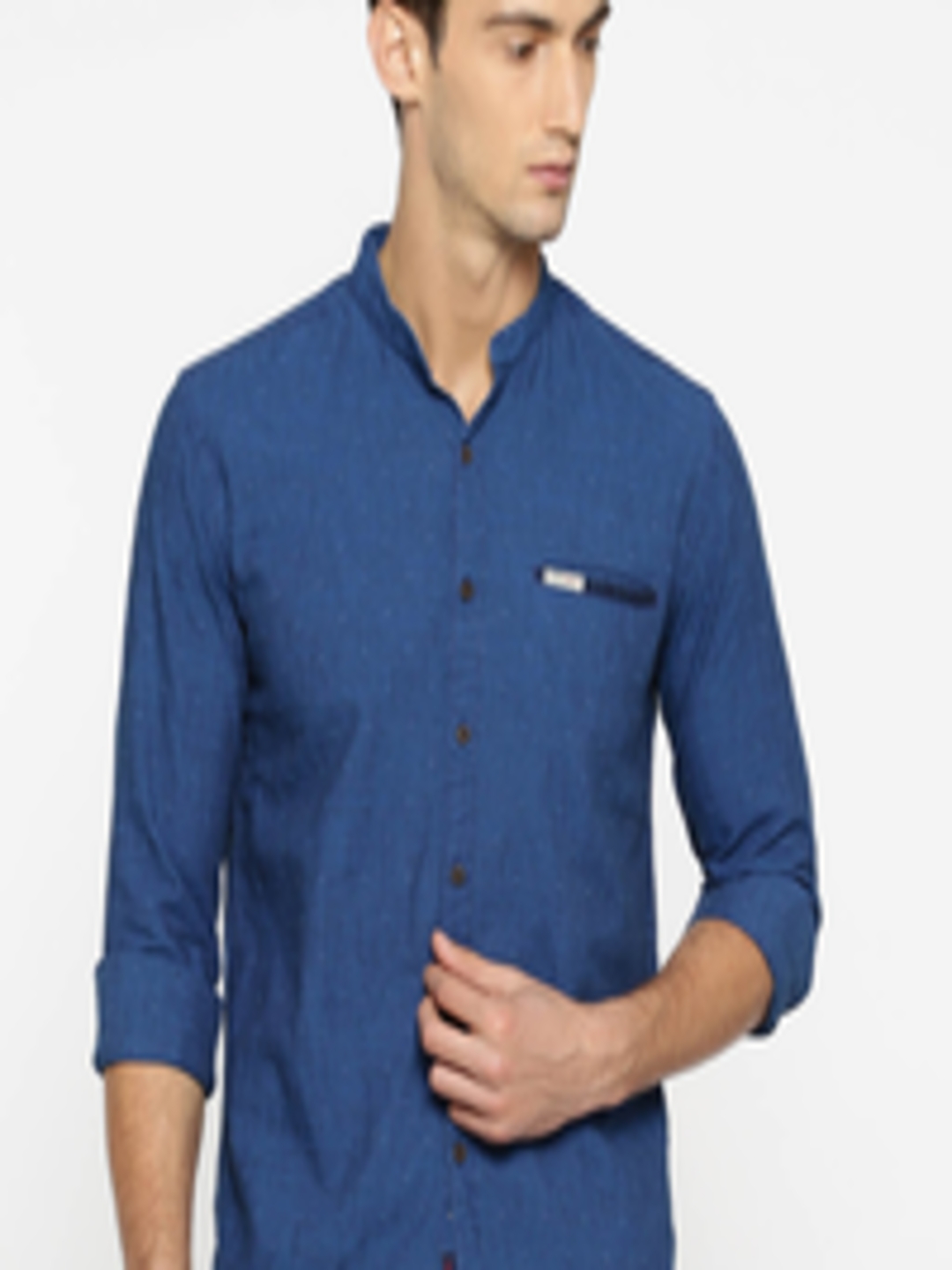 Buy Blue Textured Slim Fit Casual Shirt - Shirts for Men 7925153 | Myntra