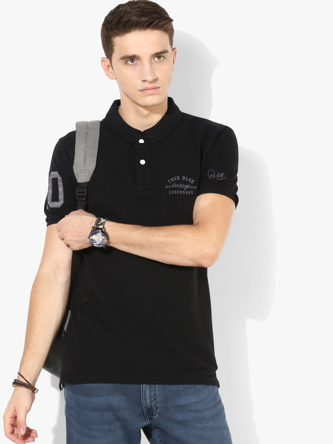 Buy Black Slim Fit Polo T Shirt Tshirts for Men 7951867 Myntra