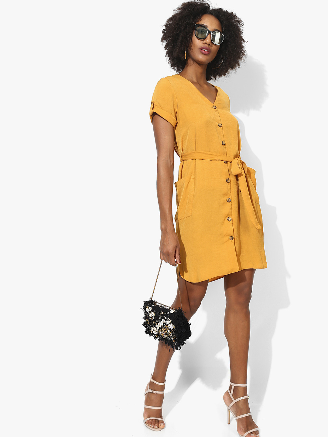 Buy Mustard Coloured Solid Shift Dress Dresses for Women 7927173 Myntra
