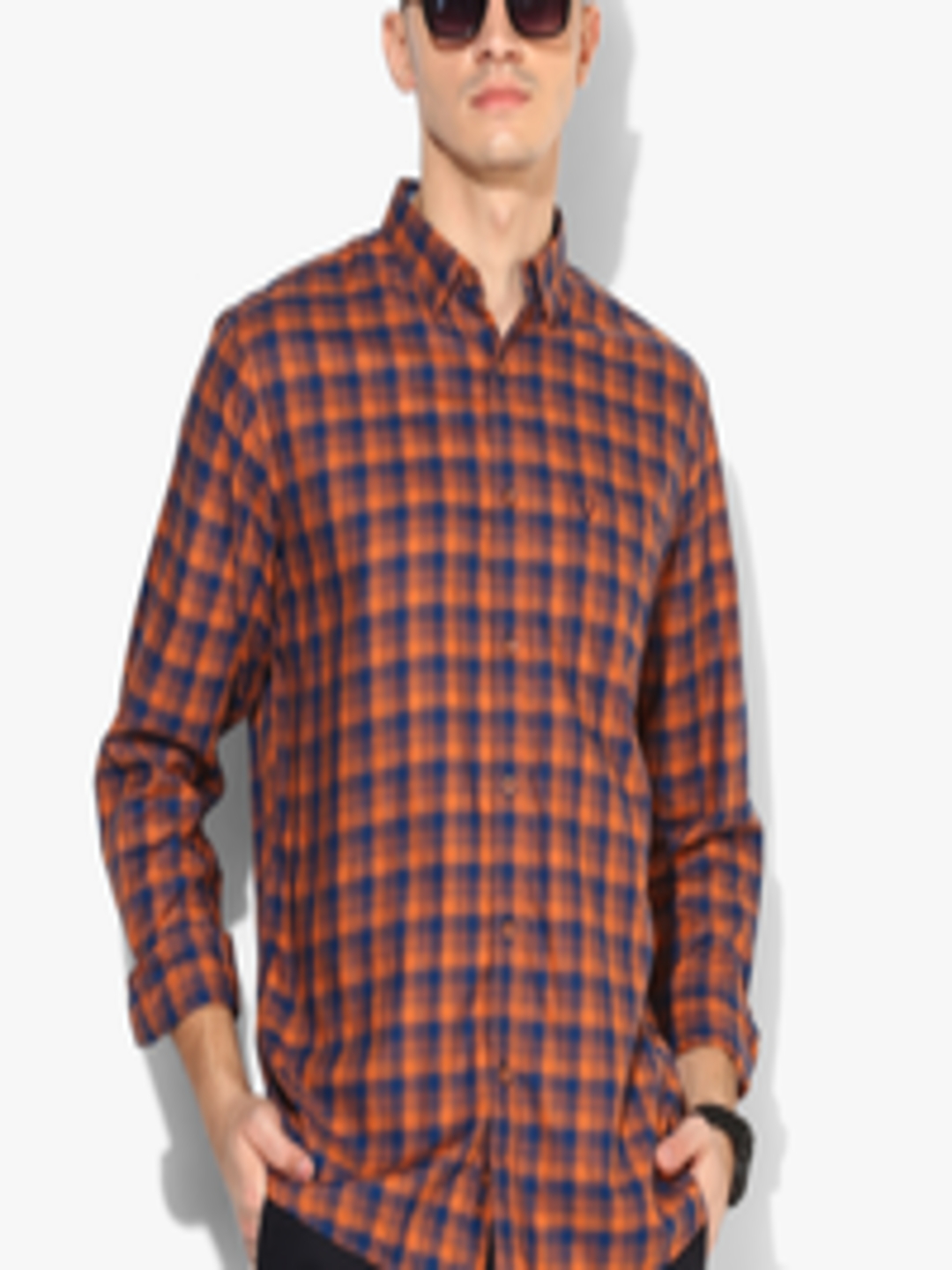 Buy Orange Checked Slim Fit Casual Shirt - Shirts for Men 7940867 | Myntra