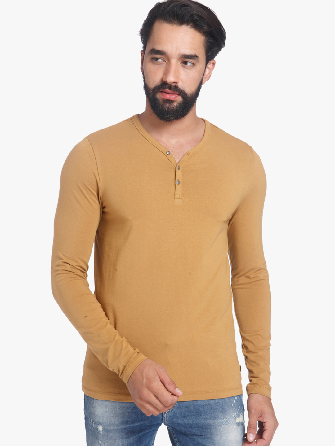 Buy Yellow Solid Henley Neck T Shirt Tshirts for Men 7921401 Myntra