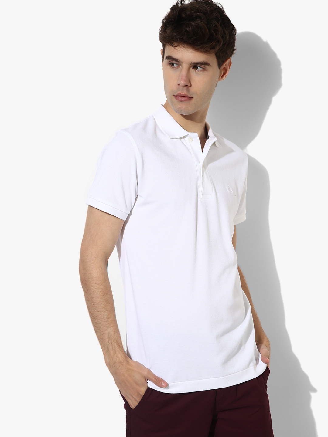 Buy White Solid Slim Fit Polo T Shirt - Tshirts for Men 7947355 | Myntra