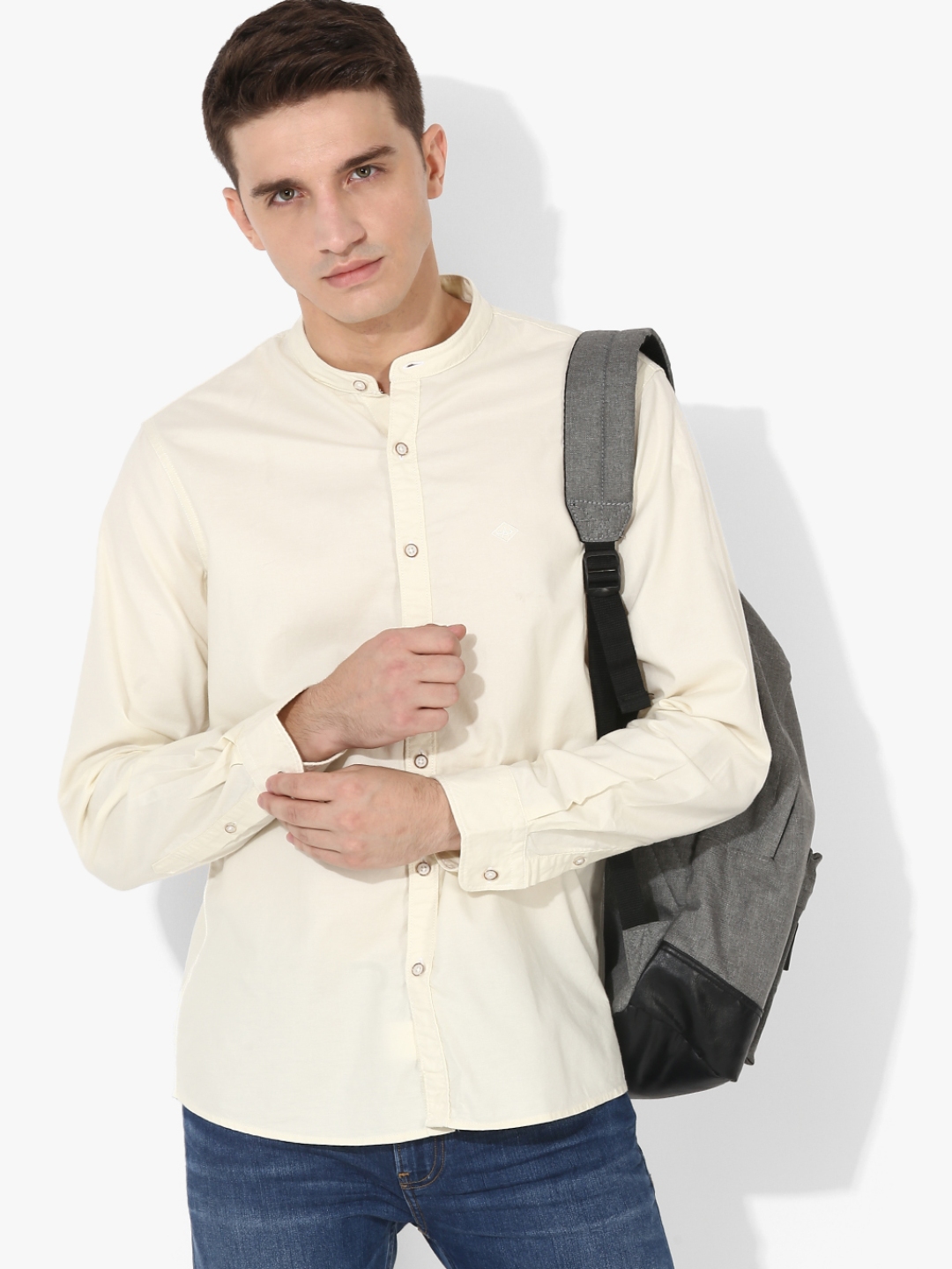 Buy Cream Solid Slim Fit Casual Shirt Shirts for Men 7930001 Myntra