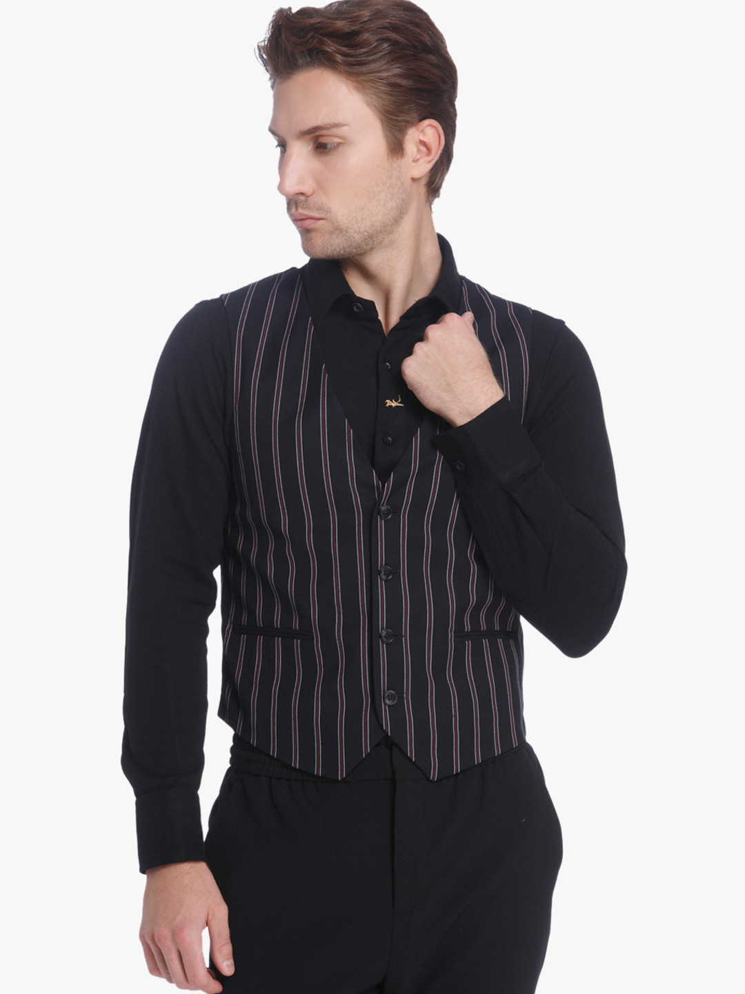 Buy Black Striped Waistcoats Waistcoat for Men 7945633 Myntra