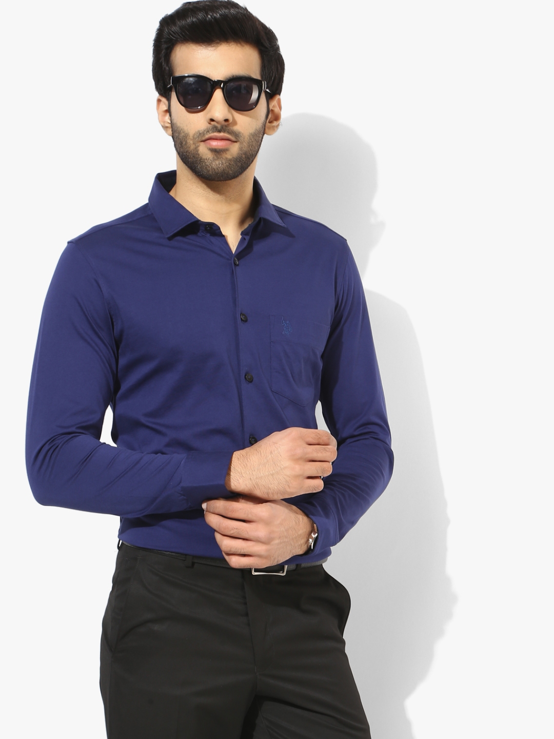 Buy Navy Blue Slim Fit Formal Shirt - Shirts for Men 7932761 | Myntra