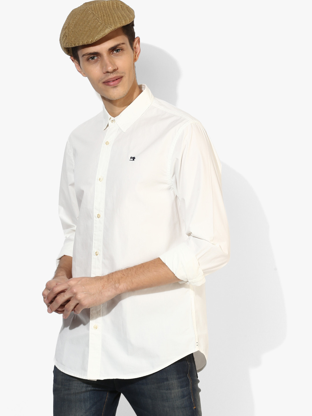 Buy White Solid Slim Fit Casual Shirt Shirts for Men 7953697 Myntra