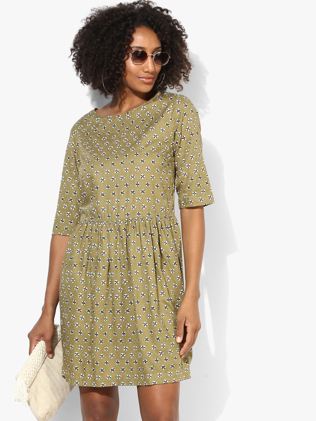 Buy Marks & Spencer Olive Printed Shift Dress - Dresses for Women ...