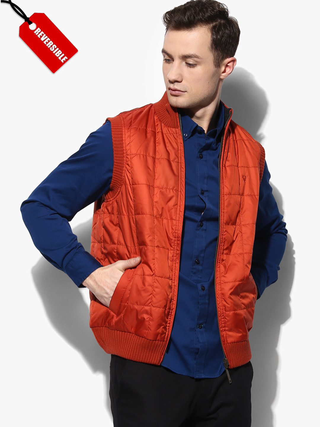 Buy Orange Solid Reversible Quilted Jacket Jackets for Men 7929475 Myntra